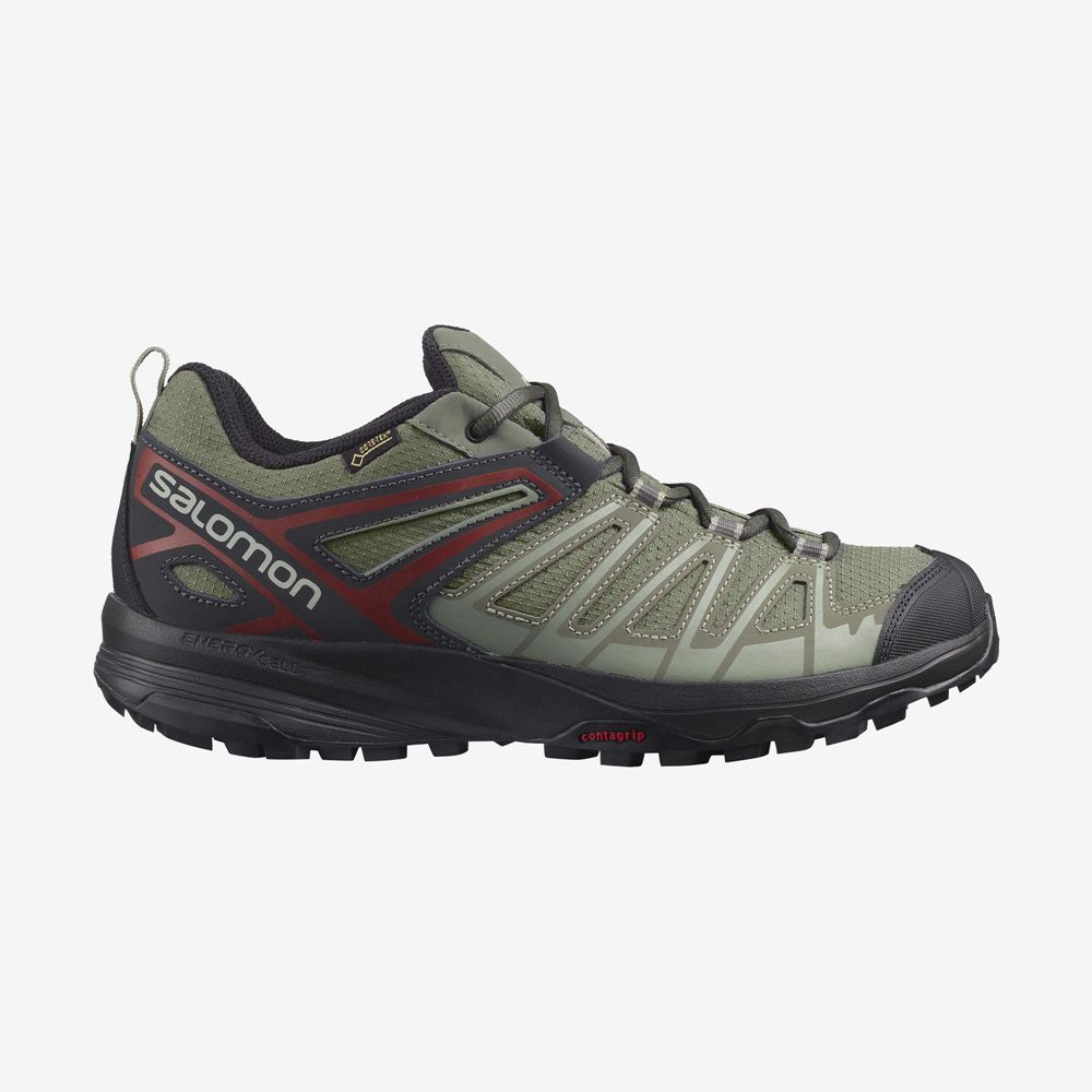 Salomon Israel X CREST GORE-TEX - Mens Hiking Shoes - Olive Green (OSRU-49806)